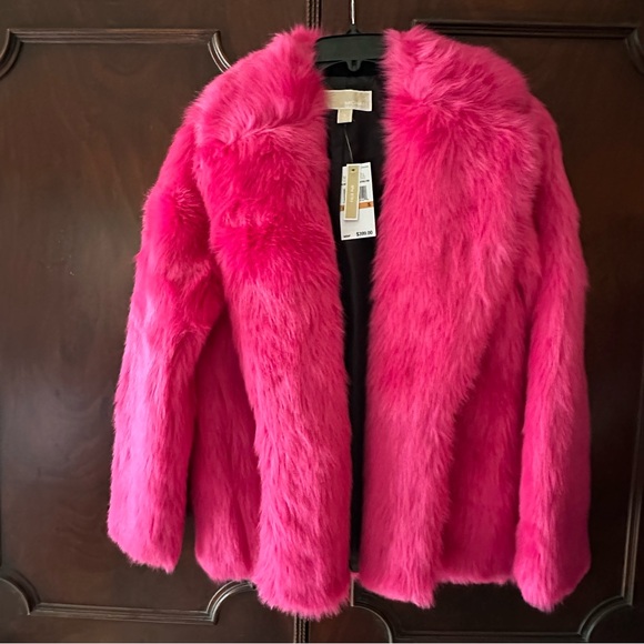 Michael Kors Faux Fur Jacket Coat Women’s S Electric Pink NWT - Picture 1 of 12